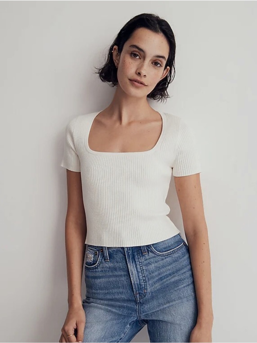 Madewell Square-Neck Crop Sweater Tee